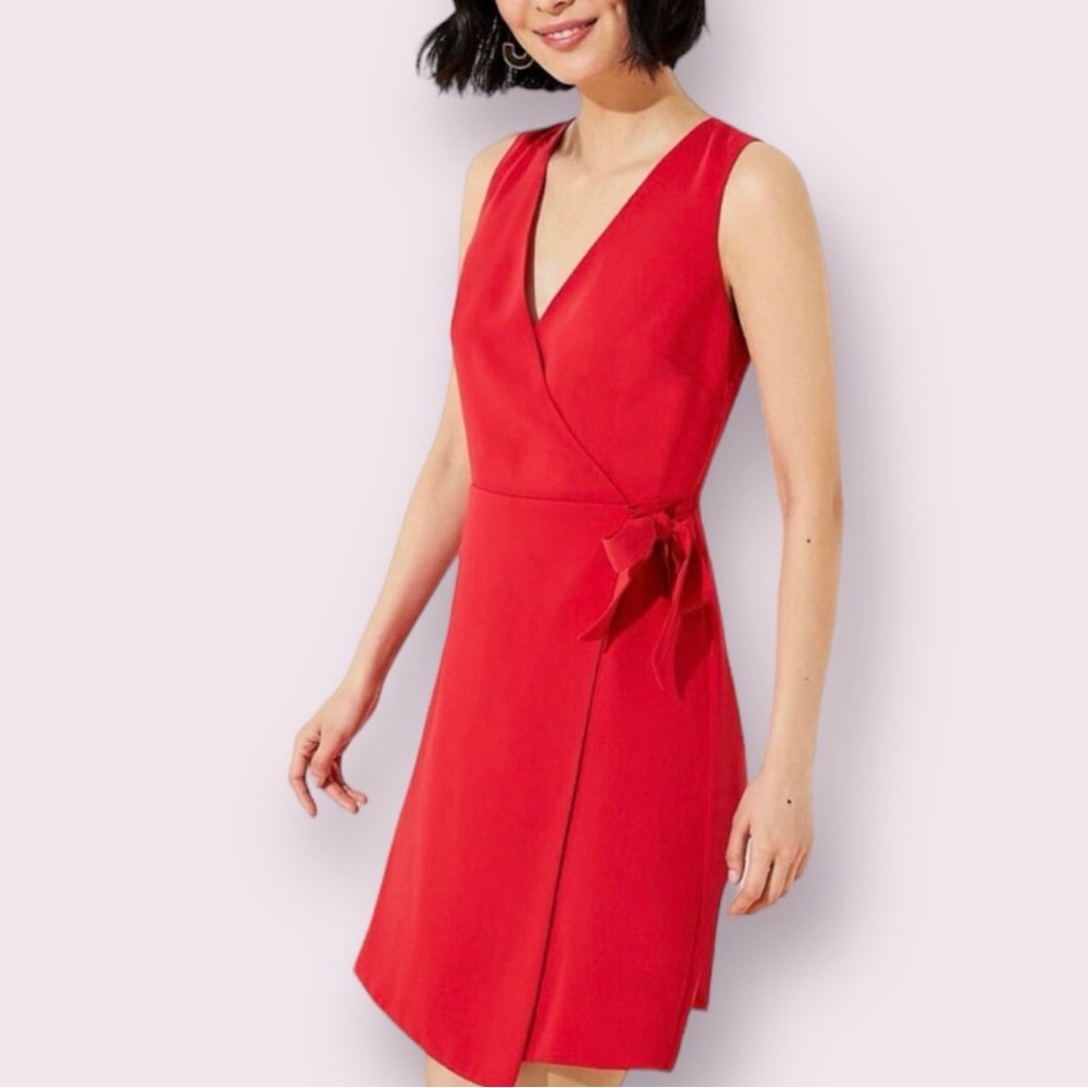 LOFT Faux Wrap V-Neck Sheath Dress